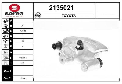 Тормозной суппорт EAI 2135021 для TOYOTA SOLARA