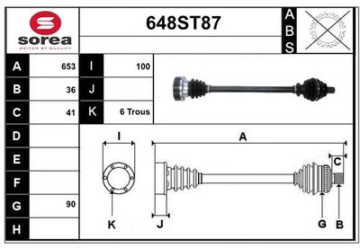STARTCAR 648ST87 Полуось в сборе для SKODA YETI (5L) 2.0 TDI 4x4