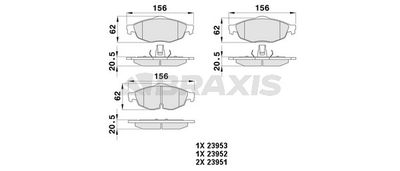 Комплект тормозных колодок, дисковый тормоз BRAXIS AA0384 для CHRYSLER SEBRING