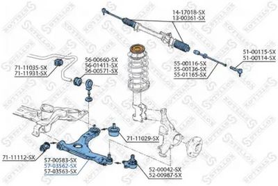 носач, окачване на колелата STELLOX 57-03562-SX