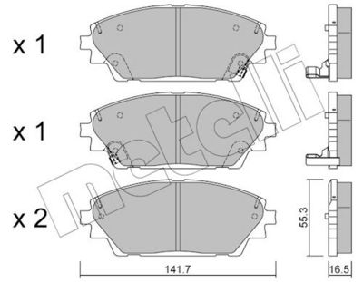 комплект спирачно феродо, дискови спирачки METELLI 22-0992-0