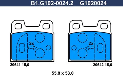 B1.G102-0024.2 GALFER Комплект тормозных колодок, дисковый тормоз