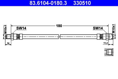 ATE 83.6104-0180.3 Тормозной шланг  для AUDI A6 (Ауди А6)