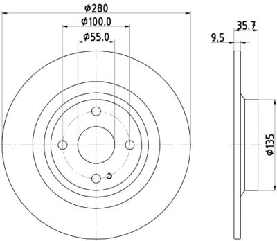 Тормозной диск HELLA 8DD 355 133-141 для ABARTH 124