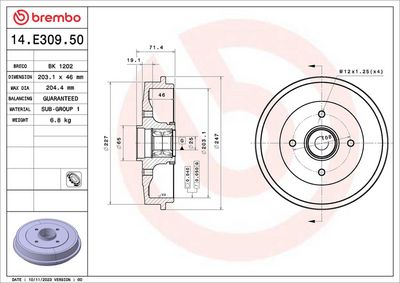 Brzdový buben BRECO BK 1202