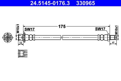 Тормозной шланг ATE 24.5145-0176.3 для TOYOTA AVENSIS