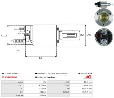 Elektromagnetický spínač, startér AS-PL SS0405S