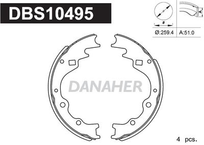 DANAHER DBS10495 Ремкомплект барабанных колодок  для KIA BESTA (Киа Беста)