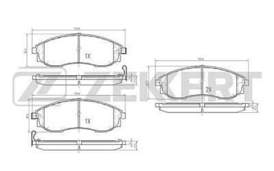 Комплект тормозных колодок, дисковый тормоз ZEKKERT BS-1871 для SSANGYONG ISTANA