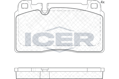 комплект спирачно феродо, дискови спирачки ICER 182112