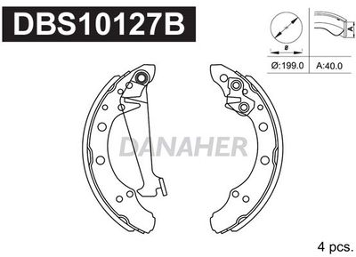 DANAHER DBS10127B Ремкомплект барабанных колодок  для SEAT Mii (Сеат Мии)