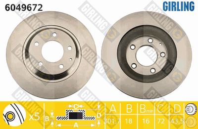 GIRLING 6049672 Тормозные диски  для MAZDA RX-8 (SE, FE) 1.3