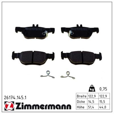 комплект спирачно феродо, дискови спирачки ZIMMERMANN 26174.145.1