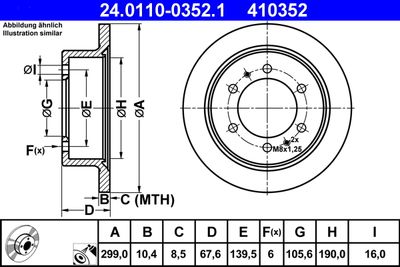 Тормозной диск ATE 24.0110-0352.1 для SSANGYONG KORANDO