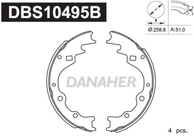 DANAHER DBS10495B Ремкомплект барабанных колодок  для KIA BESTA (Киа Беста)