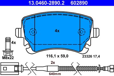 Комплект тормозных колодок, дисковый тормоз ATE 13.0460-2890.2 для VW PHAETON