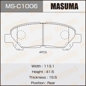 MASUMA MS-C1006 Тормозные колодки барабанные  для TOYOTA HIGHLANDER (Тойота Хигхландер)