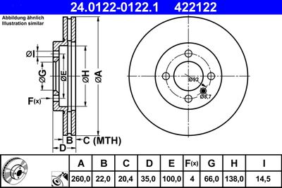 Тормозной диск ATE 24.0122-0122.1 для BMW Z1