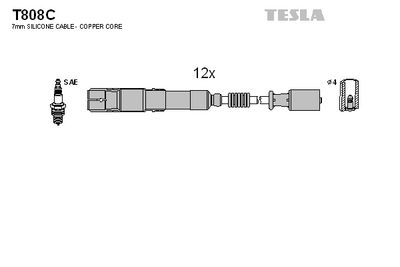комплект запалителеи кабели TESLA T808C