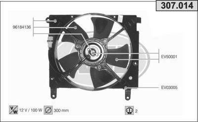 AHE 307.014 Вентилятор системы охлаждения двигателя  для DAEWOO LEGANZA (Деу Леганза)