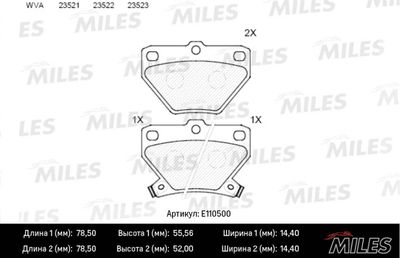 Комплект тормозных колодок, дисковый тормоз MILES E110500 для TOYOTA MATRIX