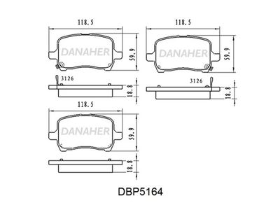 Комплект тормозных колодок, дисковый тормоз DANAHER DBP5164 для CHEVROLET HHR