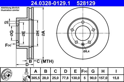 Тормозной диск ATE 24.0328-0129.1 для NISSAN INTERSTAR