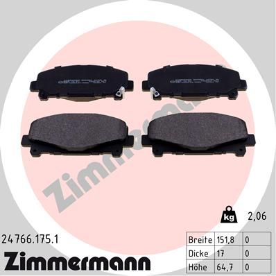 Комплект тормозных колодок, дисковый тормоз ZIMMERMANN 24766.175.1 для ACURA TLX