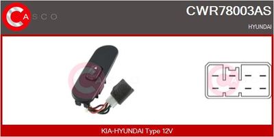 Выключатель, стеклолодъемник CASCO CWR78003AS для HYUNDAI H100