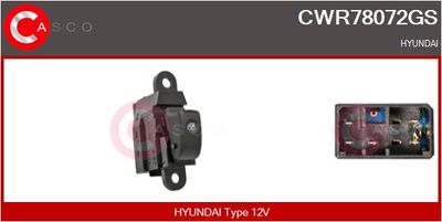 CASCO CWR78072GS Кнопка стеклоподьемника для HYUNDAI H-1 / STAREX Автобус (A1) 2.4 CASCO CWR78072GS Кнопка стеклоподьемника для HYUNDAI H-1 / STAREX Автобус (A1) 2.4