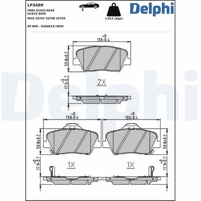 Brake Pad Set, disc brake LP3499