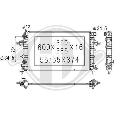 DIEDERICHS DCM2659 Радиатор охлаждения двигателя для OPEL ASTRA H универсал (A04)