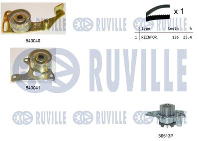 Водяной насос + комплект зубчатого ремня RUVILLE 5500661 для PEUGEOT 305