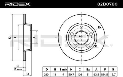 спирачен диск RIDEX 82B0780