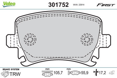 Brake Pad Set, disc brake 301752