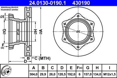 Тормозной диск ATE 24.0130-0190.1 для MERCEDES-BENZ VARIO