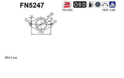 Filtr sadzy / filtr cząstek stałych, układ wydechowy AS 208008341R