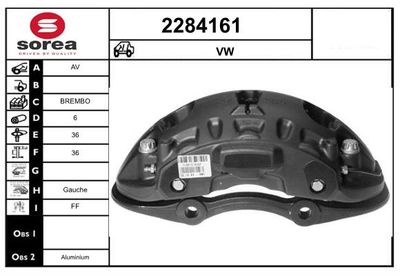 EAI 2284161 Тормозной суппорт для VW TOUAREG (7LA, 7L6, 7L7)
