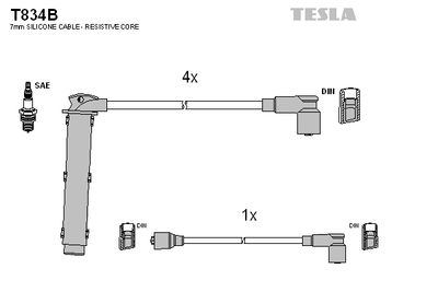 Комплект проводов зажигания TESLA T834B для FSO POLONEZ