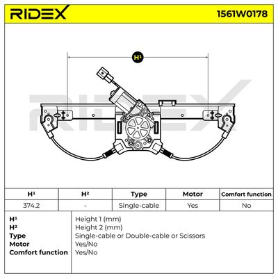 стъклоподемник RIDEX