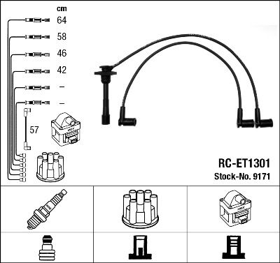Комплект проводов зажигания NGK 9171 для TOYOTA CARINA