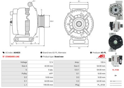 GENERATOR / ALTERNATOR AS-PL A6482S 4