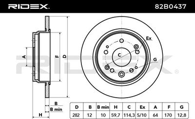 спирачен диск RIDEX 82B0437
