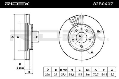 спирачен диск RIDEX 82B0407