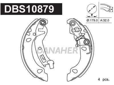 DANAHER DBS10879 Ремкомплект барабанных колодок  для FIAT PANDA (169_) 1.2 (169.AXB11, 169.AXB1A)