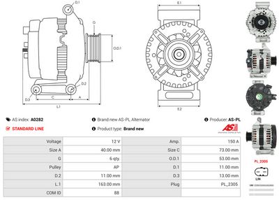 GENERATOR / ALTERNATOR AS-PL A0282 4