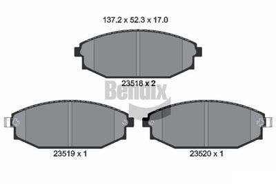 Комплект тормозных колодок, дисковый тормоз BENDIX Braking BPD2000 для HYUNDAI GALLOPER