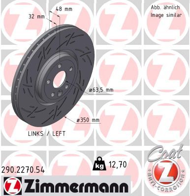 Тормозной диск ZIMMERMANN 290.2270.54 для JAGUAR F-PACE