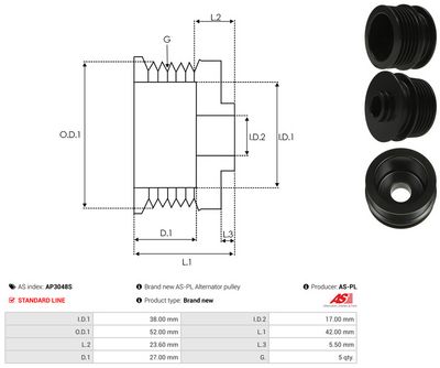 FULIE ALTERNATOR AS-PL AP3048S 3