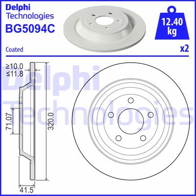 Тормозной диск DELPHI BG5094C для FORD USA MUSTANG